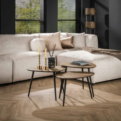 Afbeelding van Lazio salontafel driehoekig brons set van 3