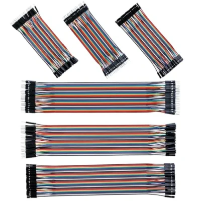 Afbeelding van Aansluitkabels 40 x 10 cm, 20 stekker op stekker, vrouwelijk naar vrouwelijk, 240 artikelen in totaal, experimentartikelen, 28 AWG steekbruggen voor Arduino M2M/F2M/F2F (10 3 + 3)