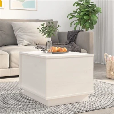 Afbeelding van vidaXL Table Basse, d&#039;Appoint avec Compartiment, Bout de Canapé, Meuble Rangement Salle Séjour, Moderne, Blanc Bois Massif Pin