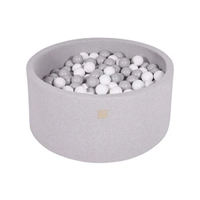 Afbeelding van Ronde Ballenbak set incl 300 ballen 90x40cm Licht Grijs Ballenbakje.nl All Wit