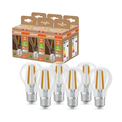 Image de Osram LED SUPERSTAR+ CLASSIC A FIL 40, E27, 2,2 W, 470 lm, 4 000 K, lumière blanc froid, longue durée de vie, jusqu&#039;à 60% d&#039;économie d&#039;énergie par rapport aux standard, lot 6
