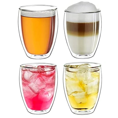 Afbeelding van Creano Set van 4 XXL dubbelwandige thermoglazen, 400 ml, extra groot, hittebestendig, borosilicaatglas