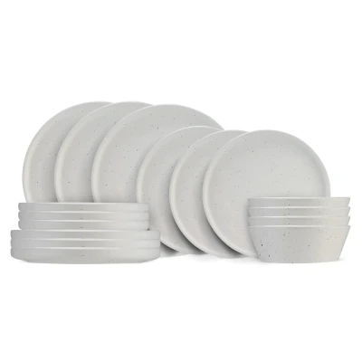 Afbeelding van Cosy &amp; Trendy Serviesset Punto White 18 Delig / 6 persoons dinerborden, ontbijtborden en kommen