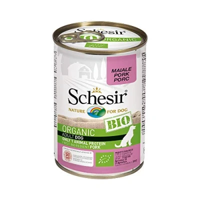 Afbeelding van Schesir Hond Bio Blik Paté 400 g Hondenvoer Varken