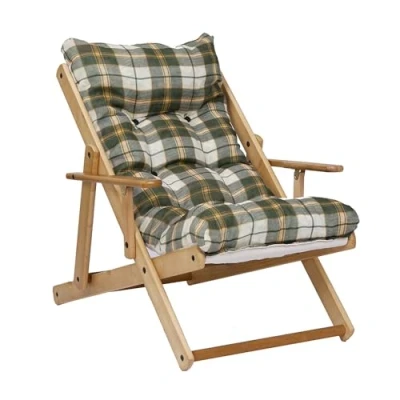 Afbeelding van Vouwstoel van dennenhout, 3 posities, gestoffeerd, voor woonkamer, tuin, gemaakt in Italië, RELAX (Schots groen)