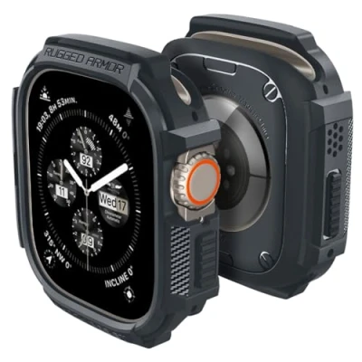 Afbeelding van Spigen Rugged Armor beschermhoes compatibel met Apple Watch Ultra 2 (2023) / (2022) 49 mm donkergrijs