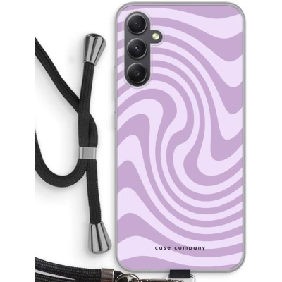 Afbeelding van Case Company® hoesje met Koord geschikt voor Samsung Galaxy A34 Swirl Paars Telefoonhoesje Zwart Bescherming aan alle Kanten en Over de Schermrand