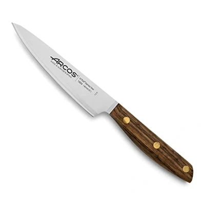 Afbeelding van Arcos Serie Nordika Koksmes roestvrij staal nitrum lama van 140 mm lengte handvat 100% natuurlijk FSC Ovengkol hout verpakking gerecycled