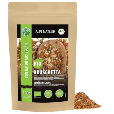 Afbeelding van Bruschetta biologische specerijen (100 g), kruidenmix, broodkruiden, 100% natuurlijk, ingrediënten in kbA, zonder kunstmatige toevoegingen