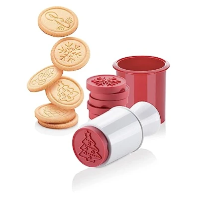 Afbeelding van Tescoma Koekjesstempel, 6 kerstmotief Delicia, rood, 9,7 x 14,7 cm