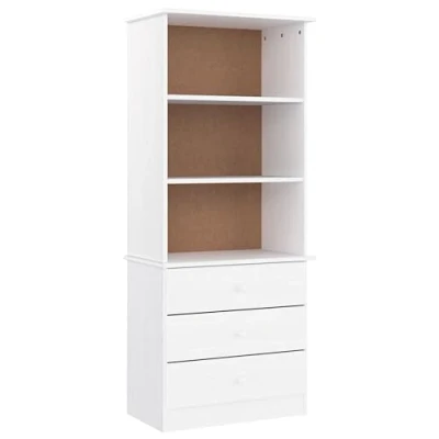 Image de vidaXL Bibliothèque et tiroirs ALTA blanc 60x35x142 cm bois massif pin353952