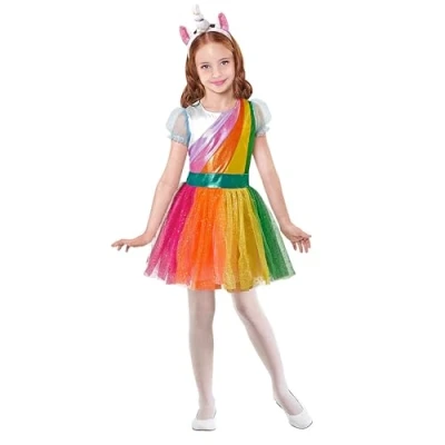 Afbeelding van Widmann Eenhoorn Kostuum Regenboog Meisje Multicolor Maat 104 Carnavalskleding Verkleedkleding