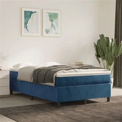 Image de vidaXL Sommier à lattes de lit et matelas Bleu foncé 120x200cm Velours