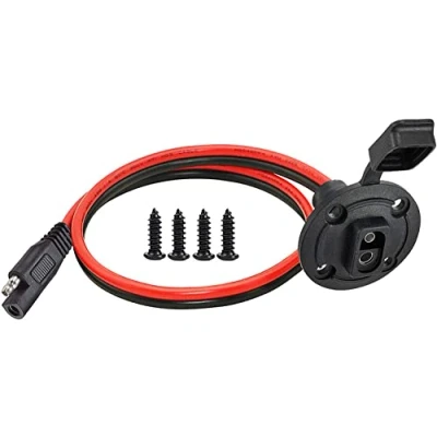 Afbeelding van YETOR SAE Wandcontactdoos op zonne energie, weerbestendig, zijwandaansluiting, 10 AWG, snelaansluitkabel voor generator (50 cm)