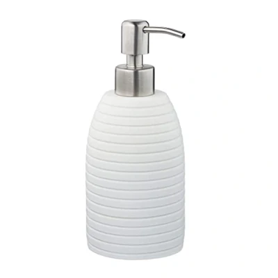 Afbeelding van Relaxdays zeeppompje badkamer zeepdispenser navulbaar 300 ml handzeeppompje wit