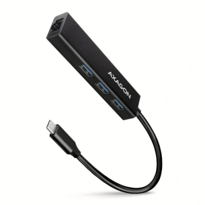 Afbeelding van AXAGON HMC GL3A 3x USB A + GLAN, 3.2 Gen 1 hub, metal, 20cm C cable *USBCM *USBAF *RJ45F