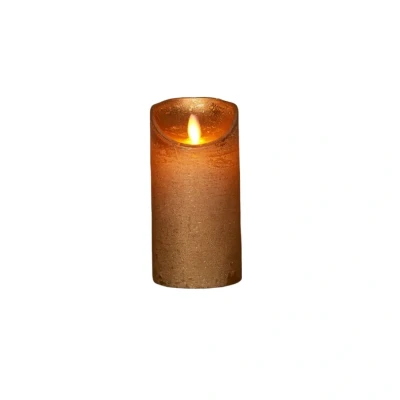 Afbeelding van Batterijverlichting kaars wax rustiek met bewegende vlam goud 15 cm Anna&#039;s Collection