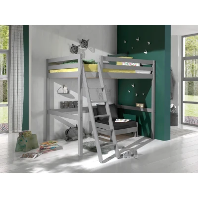 Afbeelding van LUCEVI Pino Mezzanine Bed + Ladder Slaapfauteuil Grijs 140x200 cm