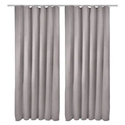 Afbeelding van Beautissu Amelie BK Set van 2 Verduisterende Gordijnen met Plooiband Kant en Klaar 140x245cm Grijs