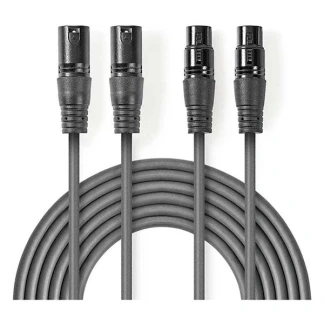 Afbeelding van XLR kabel (m/v) Nedis 3 meter (Gebalanceerd, Stereo, pins)