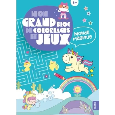 Afbeelding van MONDE MAGIQUE MON GRAND BLOC DE COLORIAGES ET JEUX