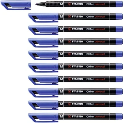 Afbeelding van Viltstift STABILO OHpen permanent 843/41 rond 1mm blauw 10 stuks