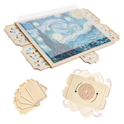 Image de VEVOR Planche de Puzzle 1500PCs Portable avec Tiroirs et Couverture 865x635 mm