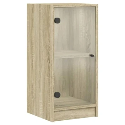 Afbeelding van vidaXL Bijzetkast met glazen deuren 35x37x75,5 cm sonoma eikenkleurig