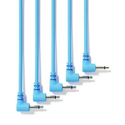 Afbeelding van ExcelValley 5 stuks modulaire patchkabel rechthoek 3,5mm 1/8&quot; (blauw 45cm 18&quot;)