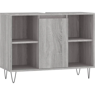 Afbeelding van Badkamerkast 80x33x60 cm bewerkt hout grijs sonoma eikenkleurig