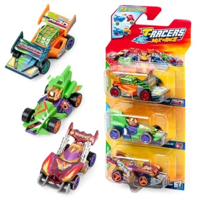 Afbeelding van T Racers Mix &#039;N Race 3 Pack stuks verzamelauto&#039;s auto&#039;s afneembaar in twee delen en met verwisselbare onderdelen 5/8
