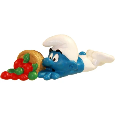 Afbeelding van Klungelsmurf valt met fruit Schleich figuurtje 5cm
