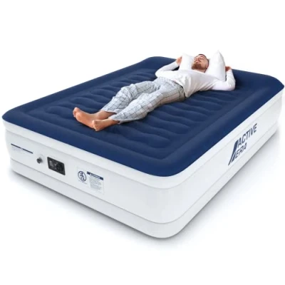 Afbeelding van Active Era Opblaasbare luchtmatras, voor 2 personen, geïntegreerde elektrische pomp, verhoogd kussen met I Beam technologie, luchtbed buiten en camping, 203 x 152 56 cm