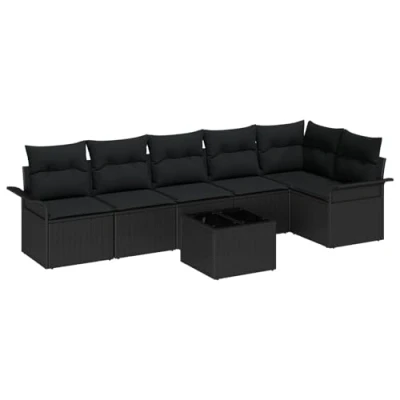 Afbeelding van vidaXL 7 delige Tuin Sofa Set met Kussens Beige Poly Rattan