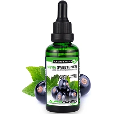 Afbeelding van ALPHAPOWER FOOD Stevia Cassis druppels natuurlijk levensmiddelaroma, I vloeistof zoetstoffen sterk geconcentreerd, 1 x 50 ml. Flavour Drops, Flavdrops