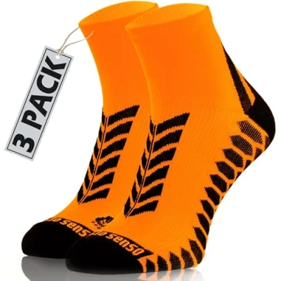 Afbeelding van sesto senso Lot de 3 paires chaussettes sport pour femme et homme, course courtes colorées, Orange, 35/38 EU