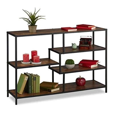 Afbeelding van Relaxdays boekenkast industrieel boekenrek 114,5 x 77 32,5 cm vintage rek woonkamer