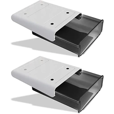 Afbeelding van Hibucuo Set van 2 zelfklevende bureaulade organizers voor onder het bureau, verborgen bureaulade, schuiflade om op te plakken gemonteerd kantoor, huis, kast
