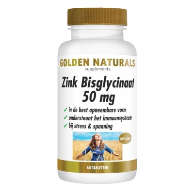 Afbeelding van Golden Naturals Zink Bisglycinaat 50 mg Tabletten