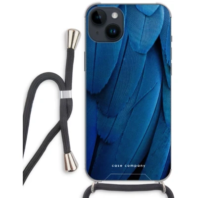 Afbeelding van Case Company® hoesje met Koord geschikt voor iPhone 14 Plus Pauw Telefoonhoesje Zwart Extra Bescherming aan alle Kanten en Over de Schermrand