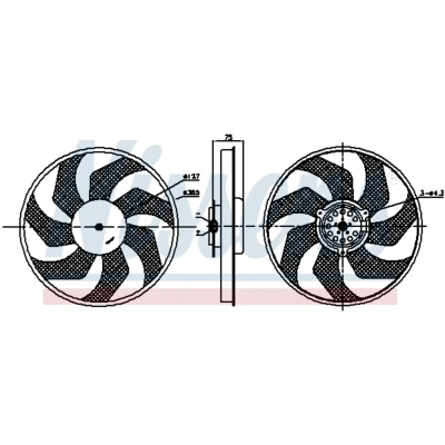 Afbeelding van NISSENS 85956 Radiator Ventilator 385 12 240 Zonder ingebouwde regelaar OPEL: Vivaro A Van