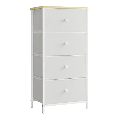 Afbeelding van SONGMICS Ladekast met 4 stoffen laden, metalen frame, boven en smal, eikenwit LTS314W57