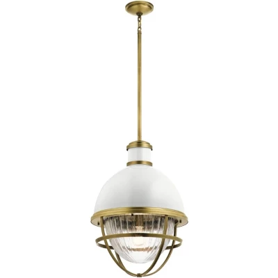 Afbeelding van Kichler LED Pendelarmatuur Tollis 1X E27 Max 40W Dimbaar Natural Brass &amp; White