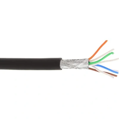 Afbeelding van S/FTP CAT6a 10 Gigabit netwerkkabel met flexibele aders AWG26 LSZH / wit 100 meter