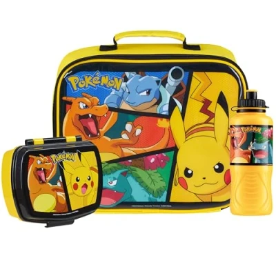 Afbeelding van Pokemon lunchbox voor kinderen, 3 delige set, thermotas, en fles, lunch, snack, picknick, officiële Pikachu accessoires
