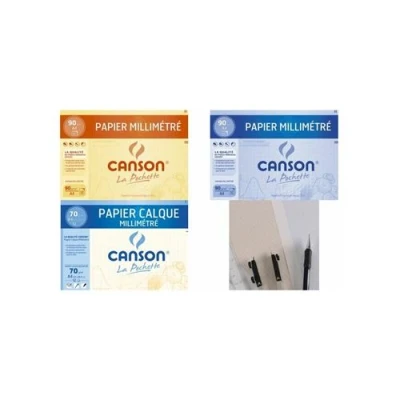 Image de Pochette Canson Millimétré Bleue 90g/m² 12 feuilles A4