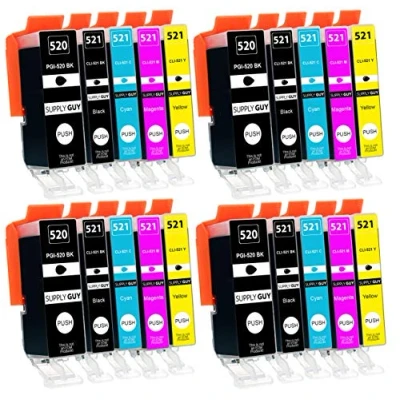 Afbeelding van 20 inktpatronen met chip, compatibel Canon PGI 520 / CLI 521 voor Pixma IP3600 IP4600 X IP4700 MP540 MP550 MP560 MP620 MP630 MP640 R MX8660 0 MX8 70 stuks