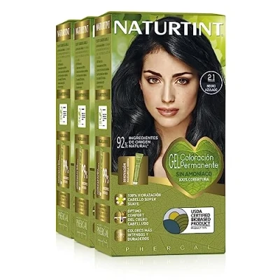 Afbeelding van Naturtint Biobased Ammoniakvrije kleuring 100% dekking van wit haar Plantaardige ingrediënten Natuurlijke en duurzame kleur 2.1 blauwachtig zwart 3 stuks