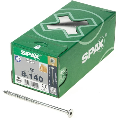Afbeelding van Spax spaanplaatschroeven platverzonken kop verzinkt T Star T30 deeldraad 8,0 x 140mm