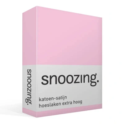 Afbeelding van Snoozing Katoen satijn Hoeslaken Extra Hoog Tweepersoons 150x200 cm Roze